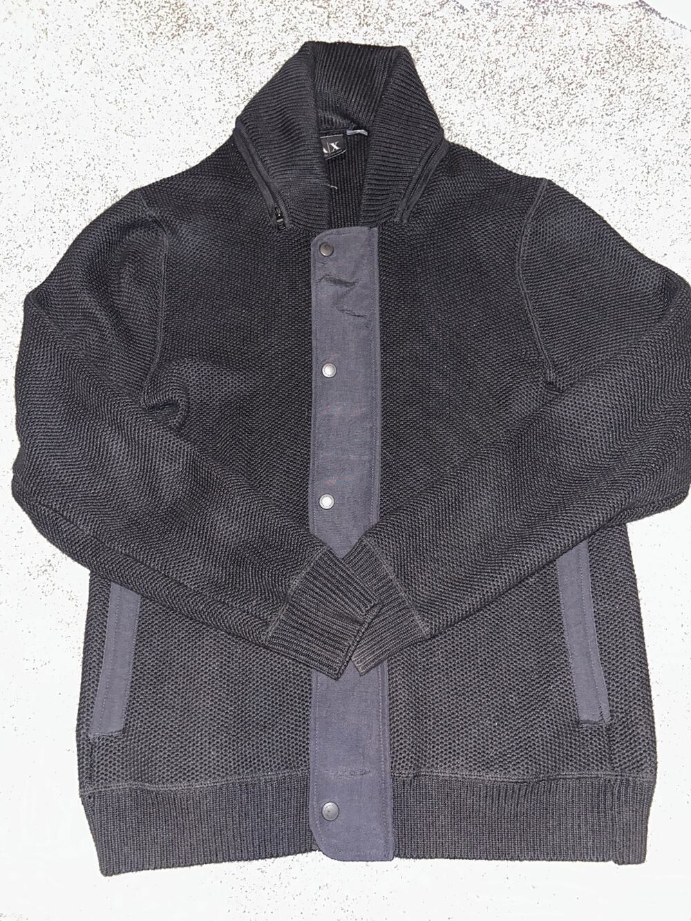 Armani Exchange Small black  Cardigan Sweater W/ Hidden Hood M